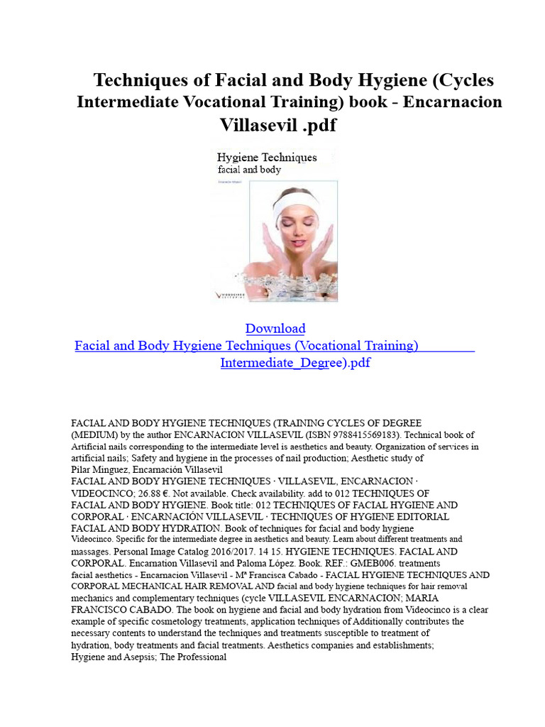 Facial and Body Hygiene Techniques (Intermediate Vocational Training) | PDF