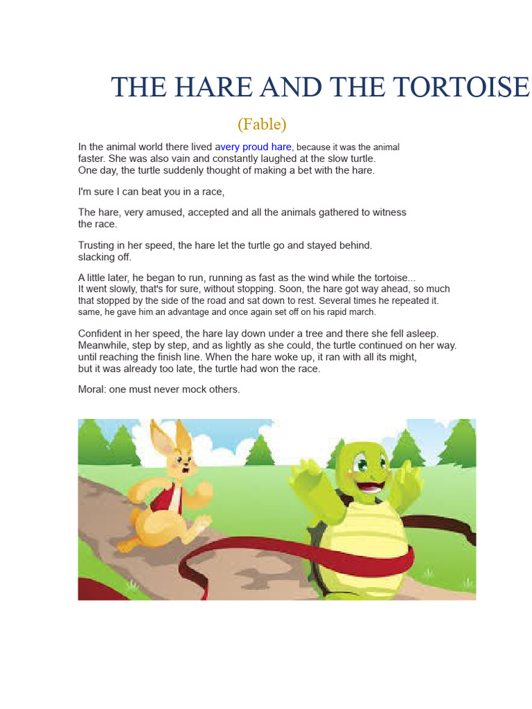 The Tortoise and the Hare Fable | PDF