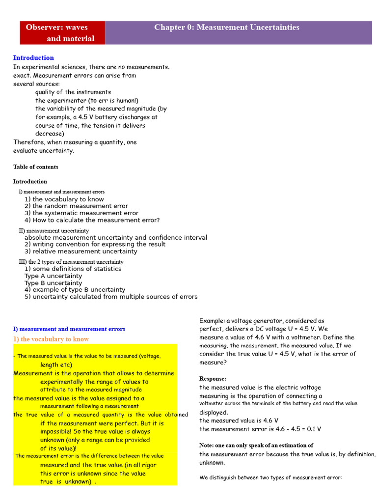 Calculating Type B and Relative Uncertainty | PDF | Observational Error ...