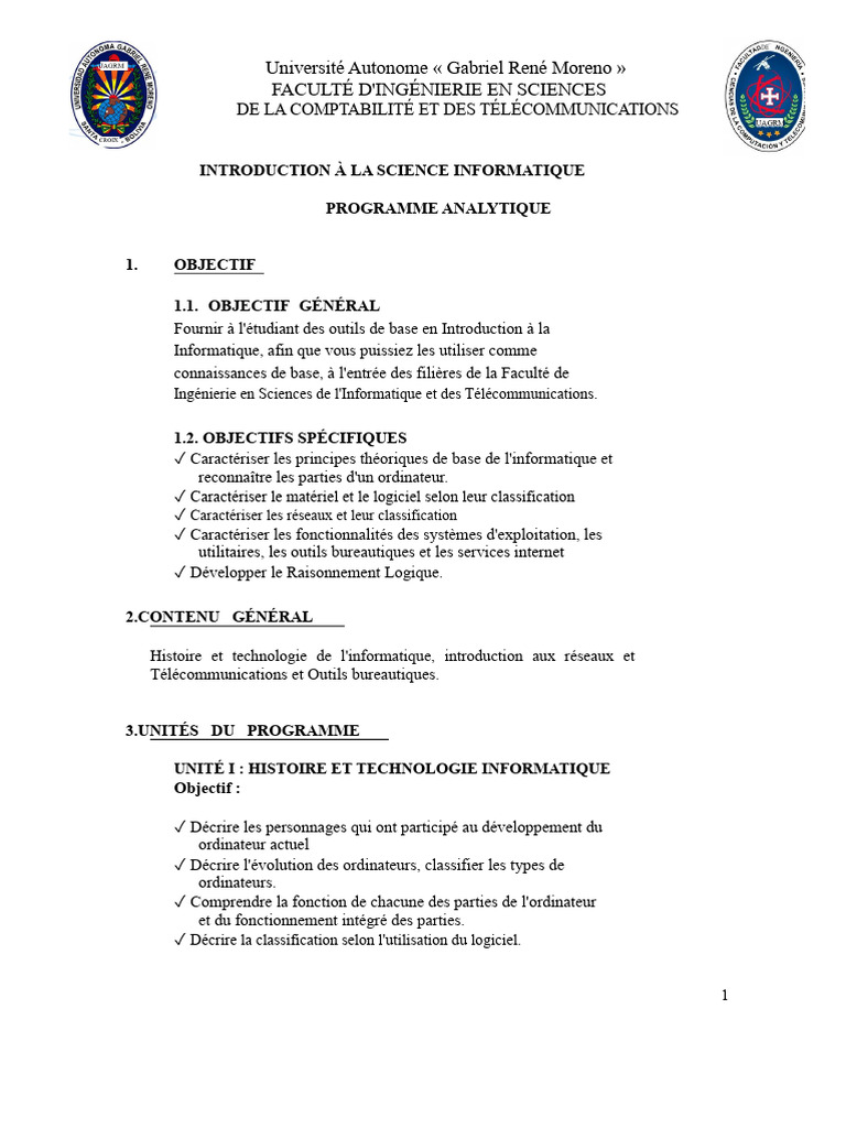 Introduction à la Science Informatique | PDF | Informatique | Programme ...