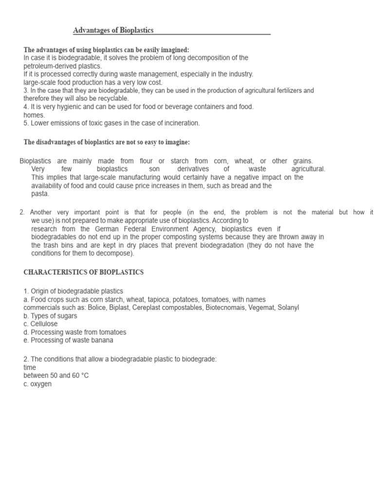 Bioplastics: Pros and Cons Explained | PDF | Biodegradation | Plastic