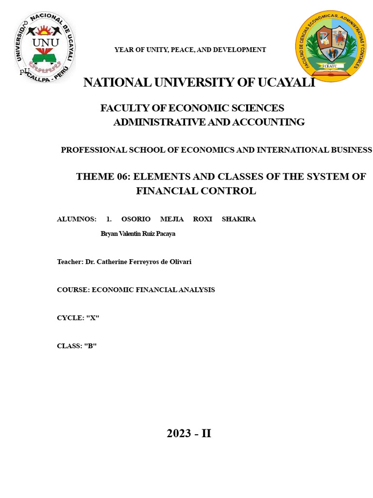 Financial Control Elements and Classes | PDF | Forecasting | Expense