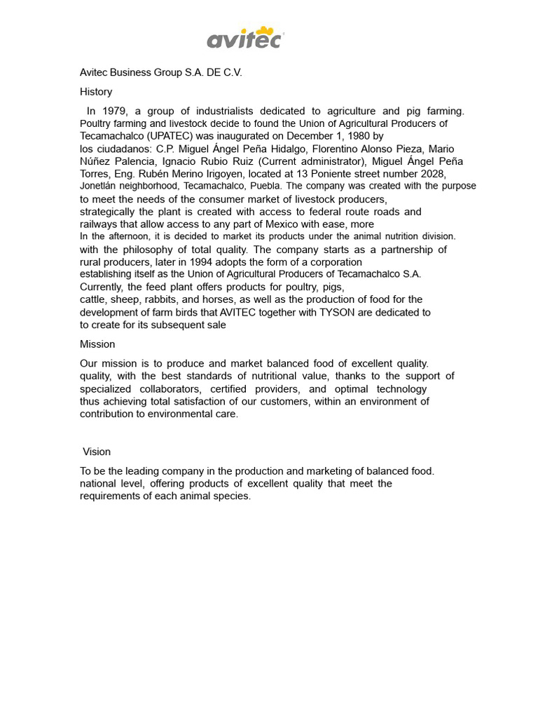 Avitec Business Group Overview and History | PDF | Livestock | Agriculture