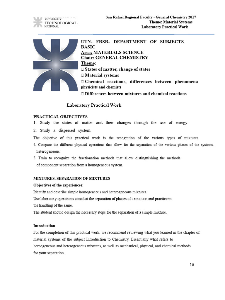TP Laboratory Systems Materials | PDF | Filtration | Chemical Reactions