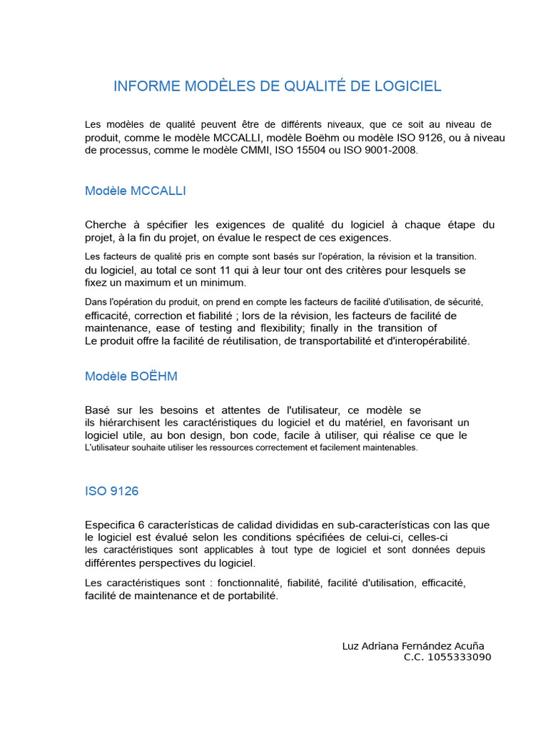 Modèles de qualité en ingénierie logicielle | PDF | Ingénierie des ...