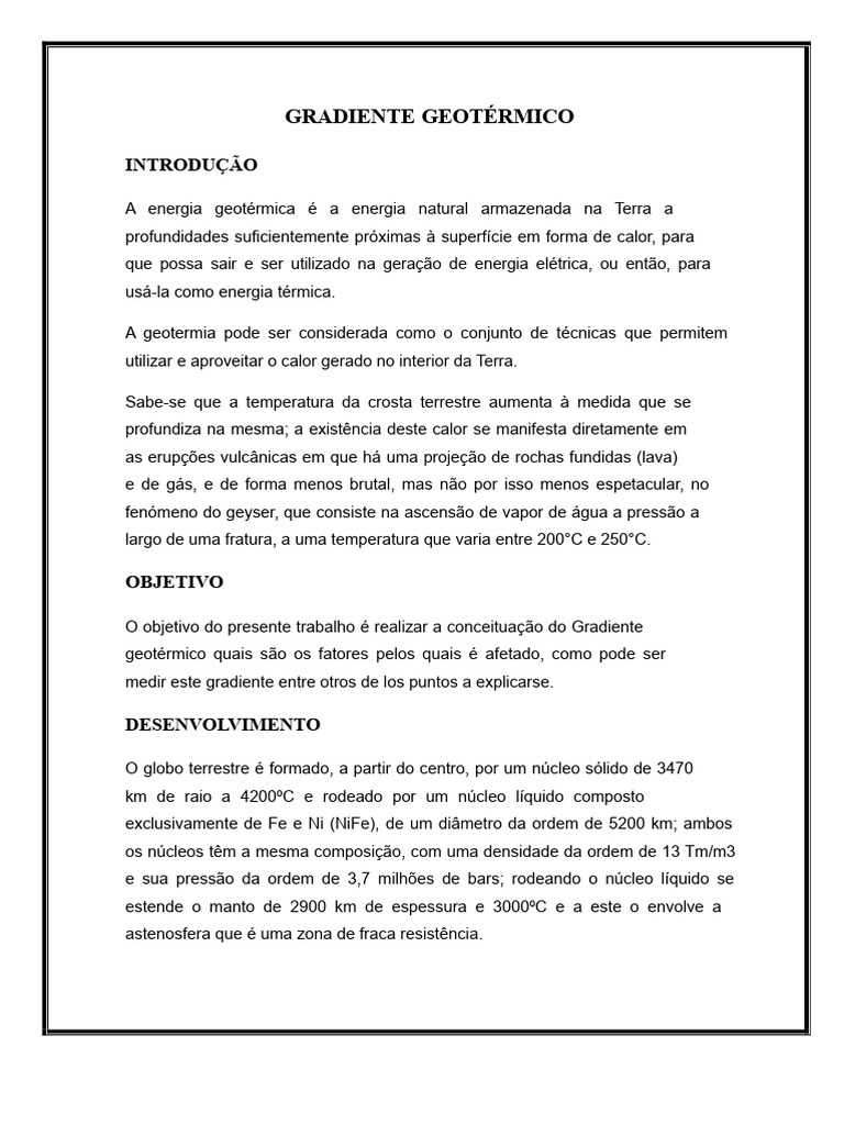 Gradiente Geotérmico: Conceitos e Medidas | PDF | Terra | Temperatura