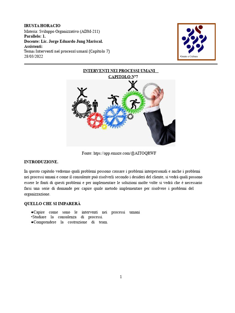 Interventi Nei Processi Umani (Capitolo 7) | PDF