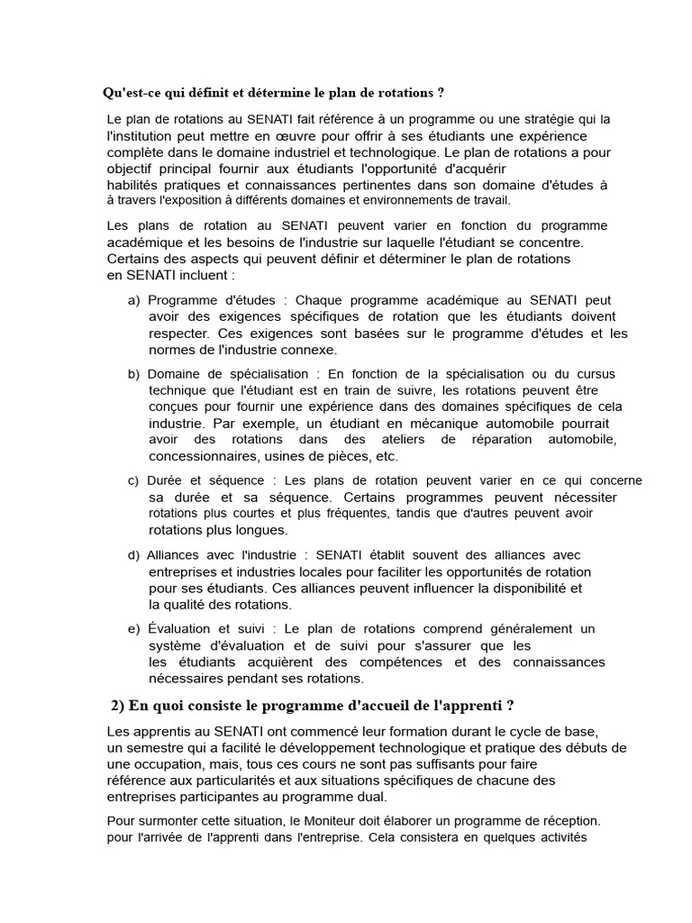 Définition du plan de rotations au SENATI | PDF | Business | Apprentissage
