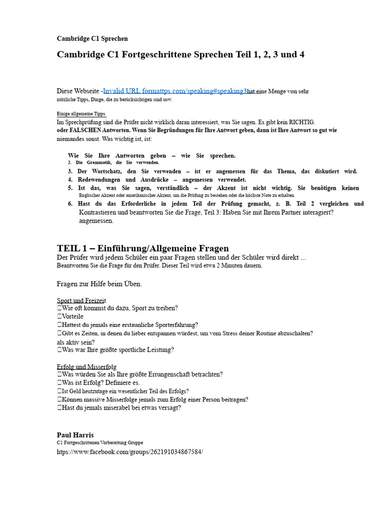 Cambridge C1 Advanced Sprechen Teil 1, 2, 3 Und 4 | PDF