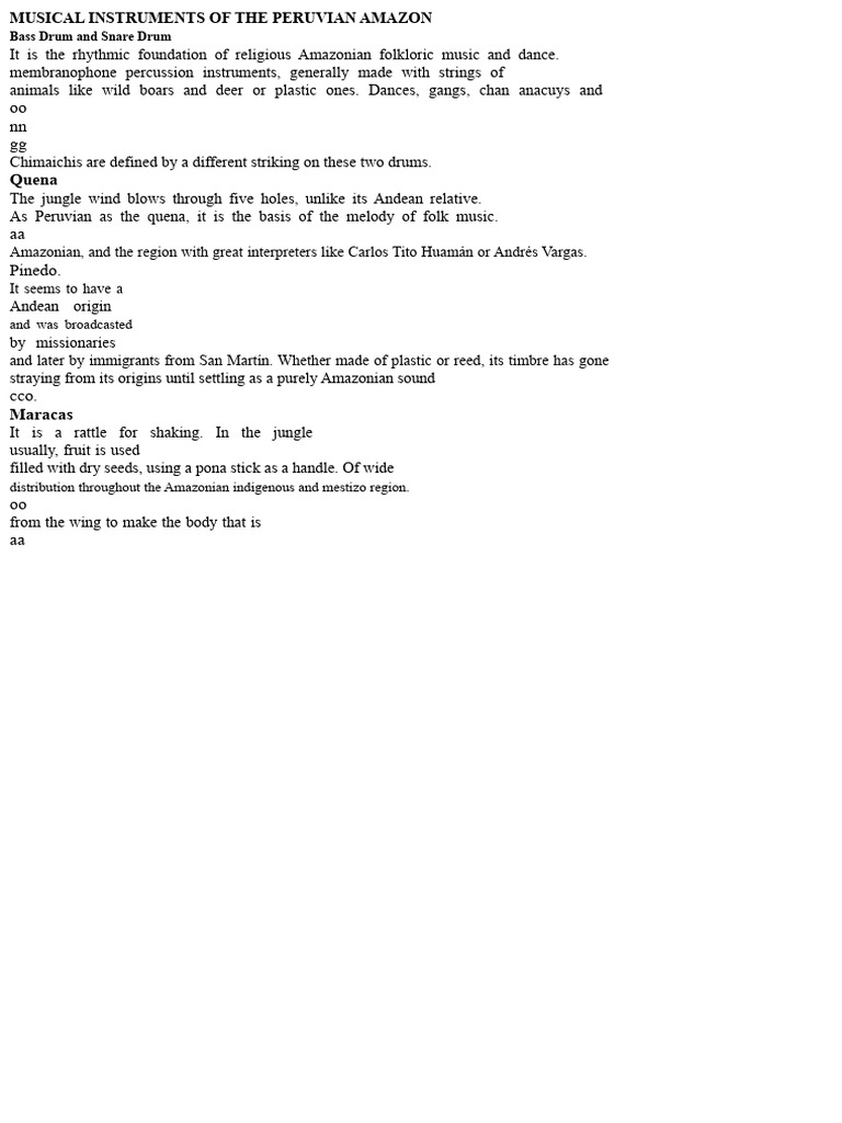 Musical Instruments of The Jungle | PDF | Musical Instruments | Peru