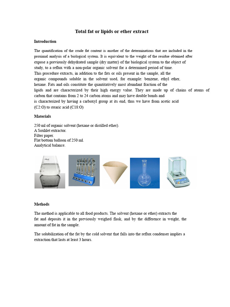 Total Fat or Lipids or Ether Extract | PDF