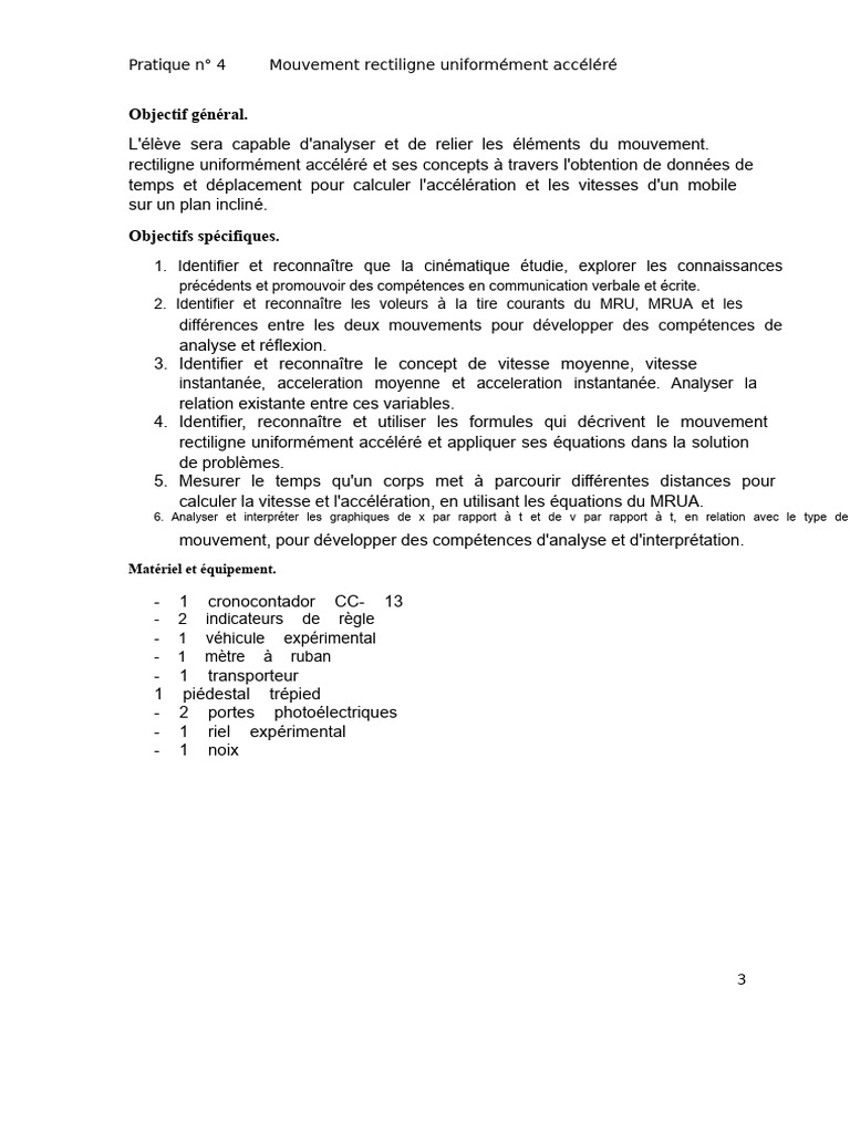 Mouvement Rectiligne Accéléré : Concepts et Calculs | PDF ...