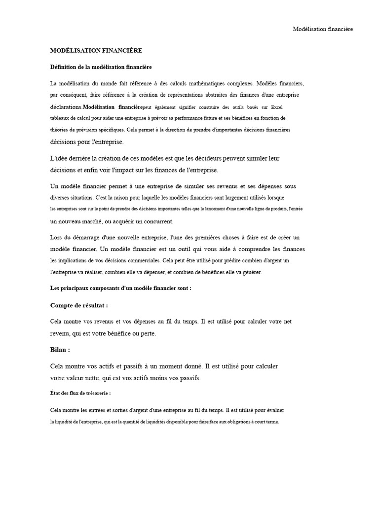 Guide complet de la modélisation financière | PDF | Modèle mathématique ...
