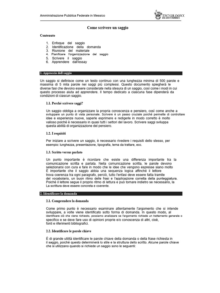Come Scrivere Un Saggio | PDF