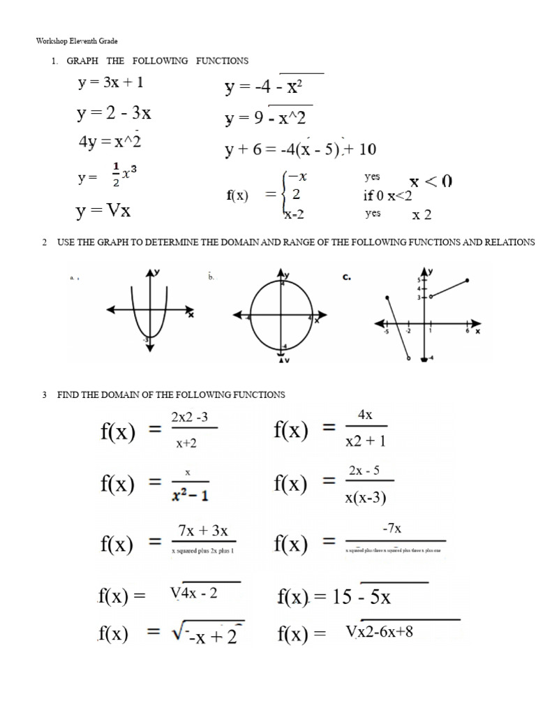 Workshop Eleventh Grade Functions | PDF