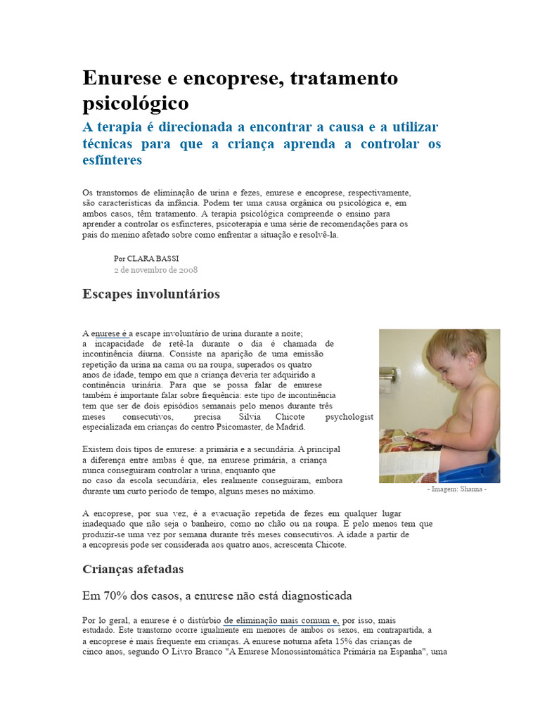 Enurese e Encoprese | PDF | Micção