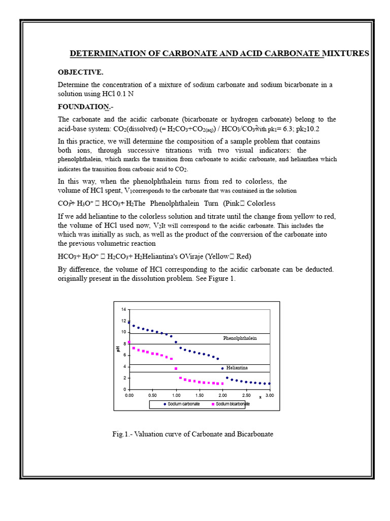 Determination of Carbonate and Bicarbonate Mixtures | PDF | Titration ...