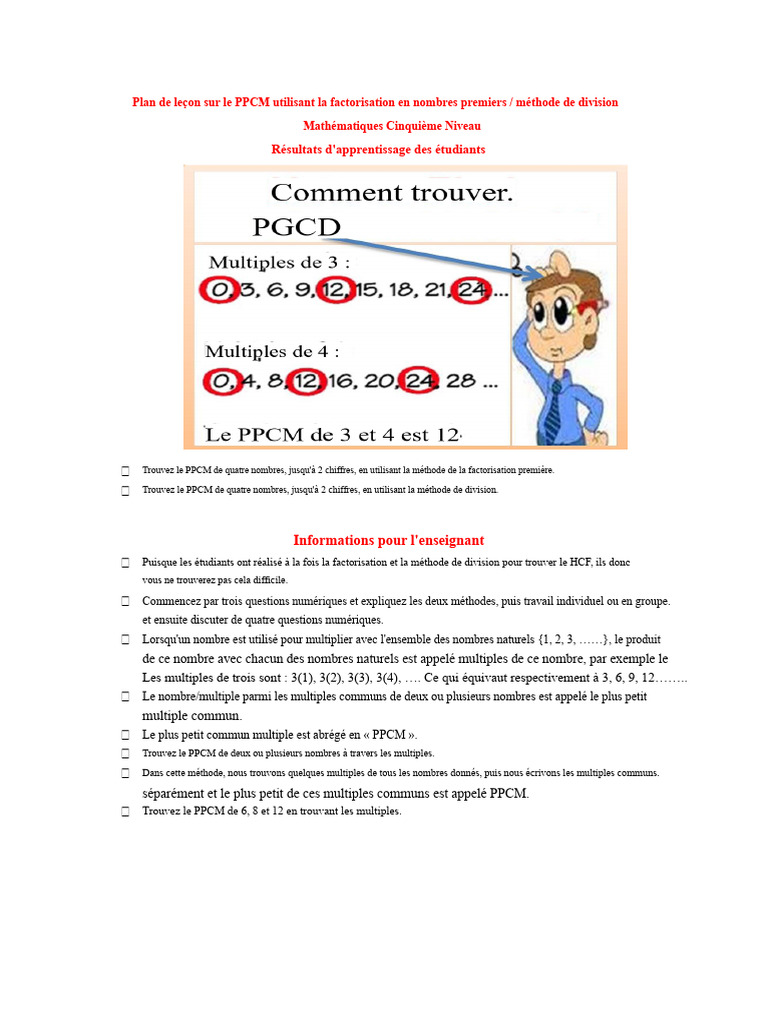 PPCM : Méthodes de Factorisation et Division | PDF | Nombre premier ...