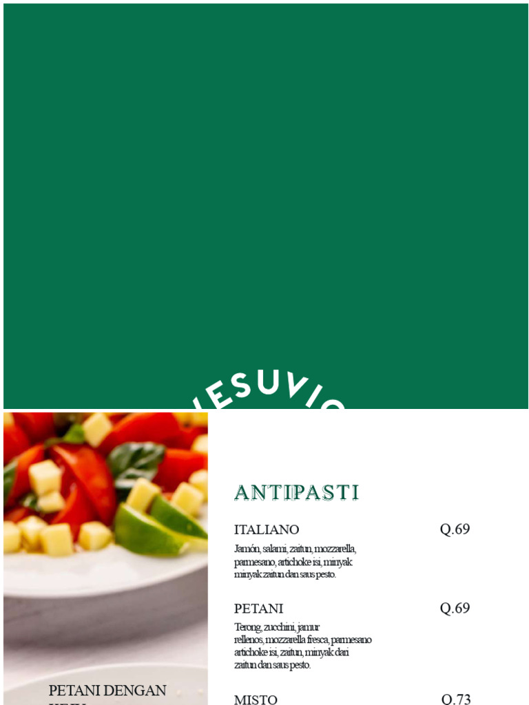 Menu Antipasti dan Pasta Italia | PDF