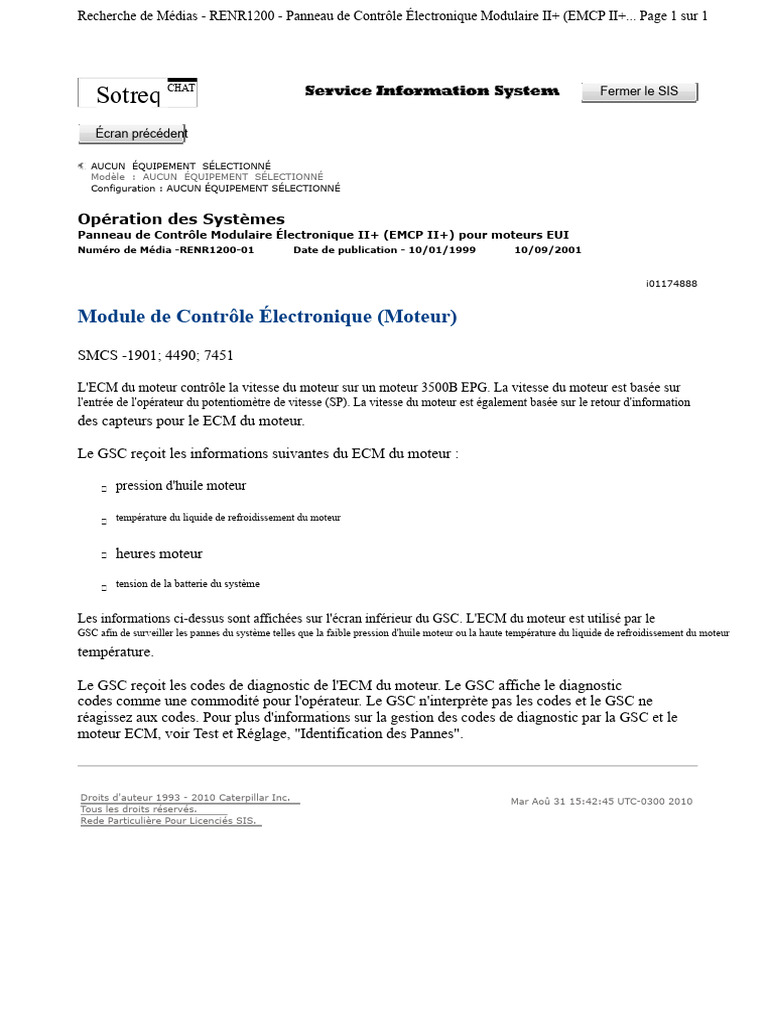 Panneau de Contrôle Électronique EMCP II+ | PDF