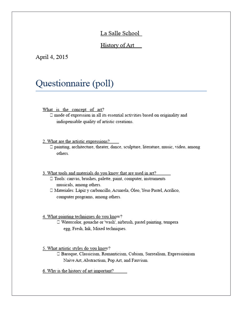 Digital Art and Art Questionnaire | PDF | Paintings | Image