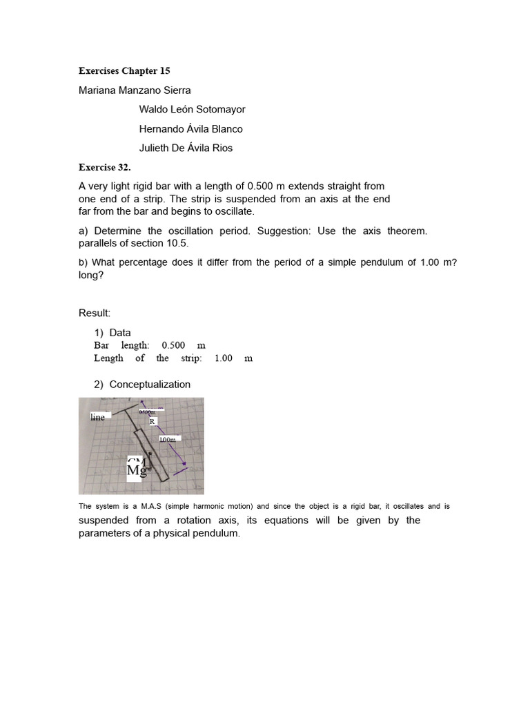 Physical Pendulum and Harmonic Motion Exercises | PDF | Oscillation ...