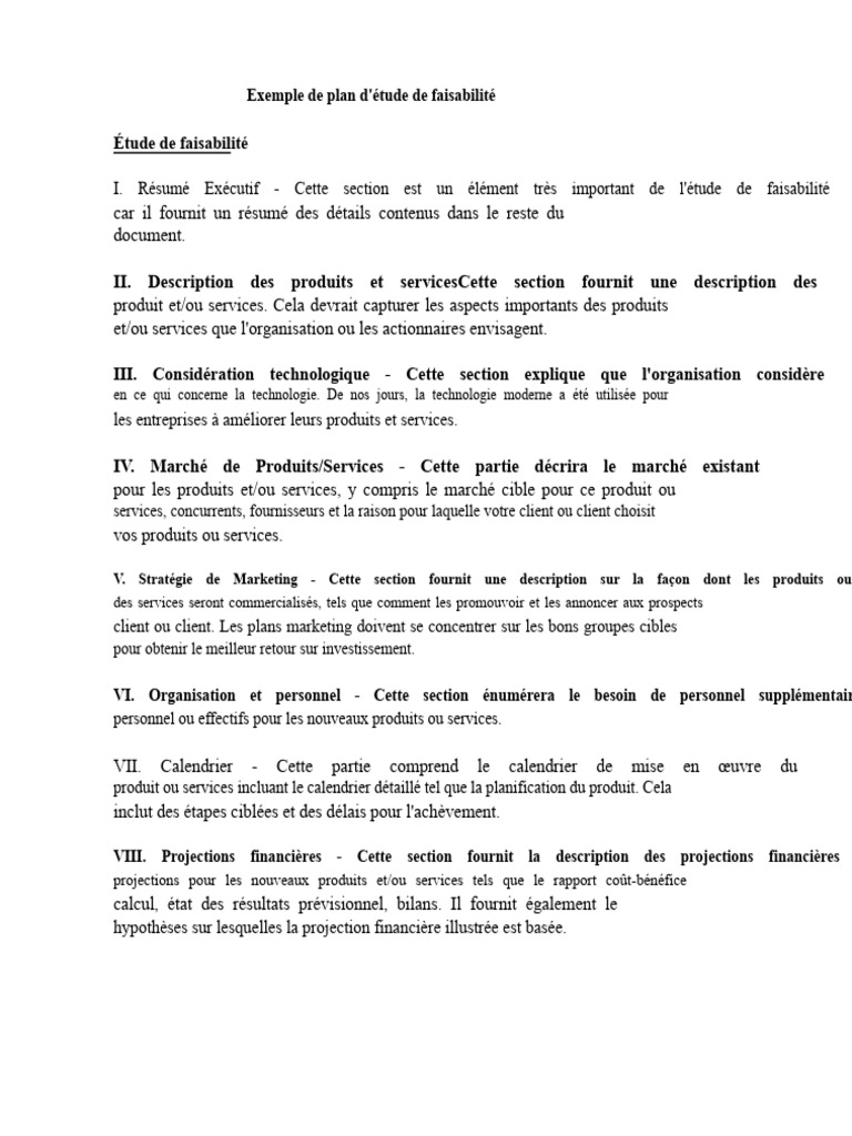 Plan d'étude de faisabilité détaillé | PDF | Commercialisation ...