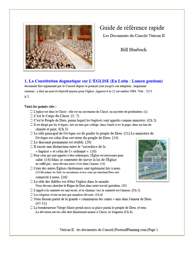 Résumé des documents du Concile Vatican II | PDF | IIe concile ...