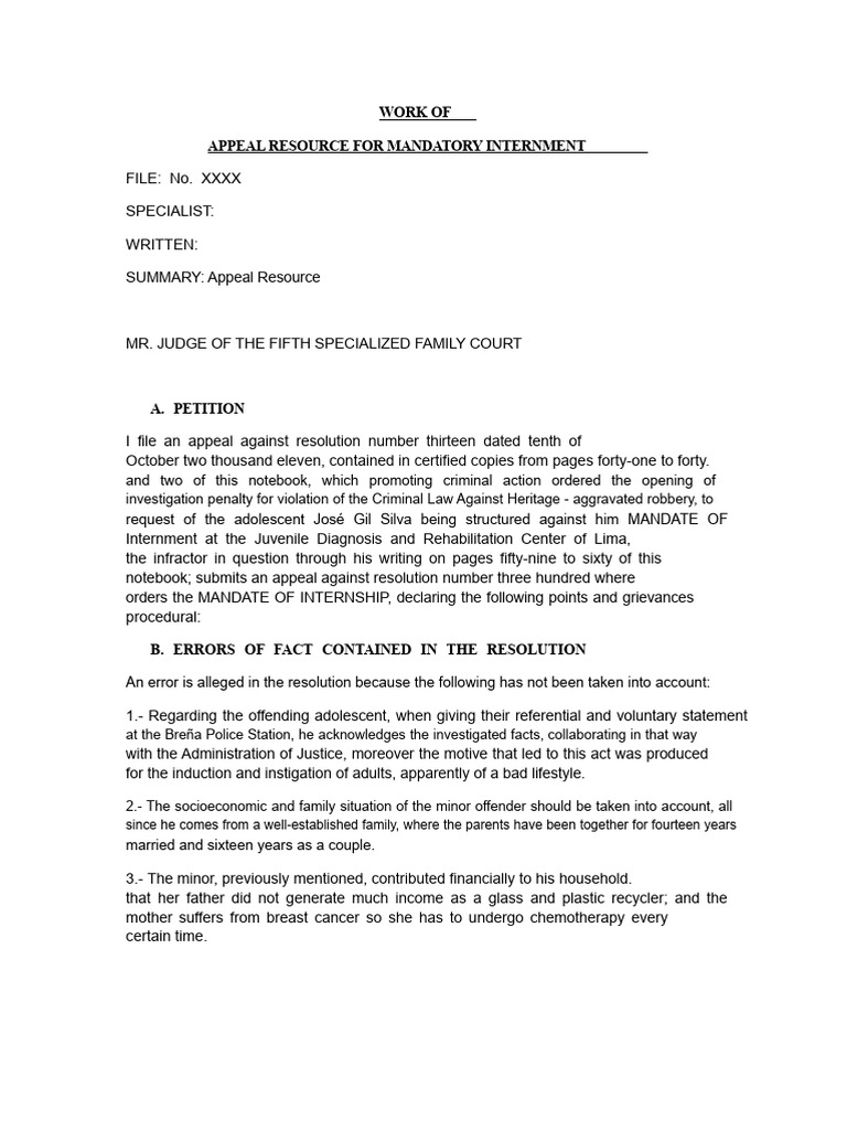 Appeal of Internment Order | PDF | Juvenile Delinquency | Justice