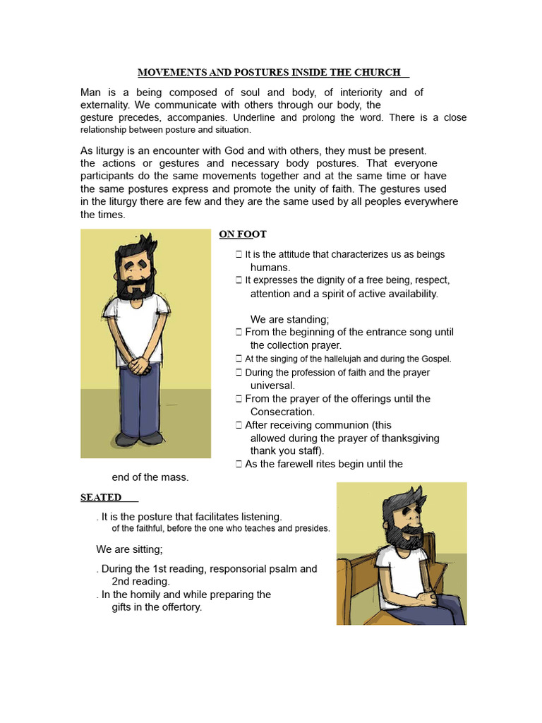 Movements and Postures Inside The Church | PDF | Eucharist | Religious ...