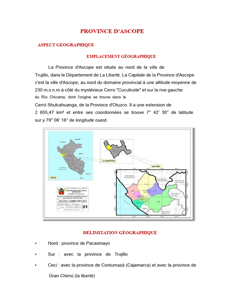 Géographie et Histoire de la Province d'Ascope | PDF