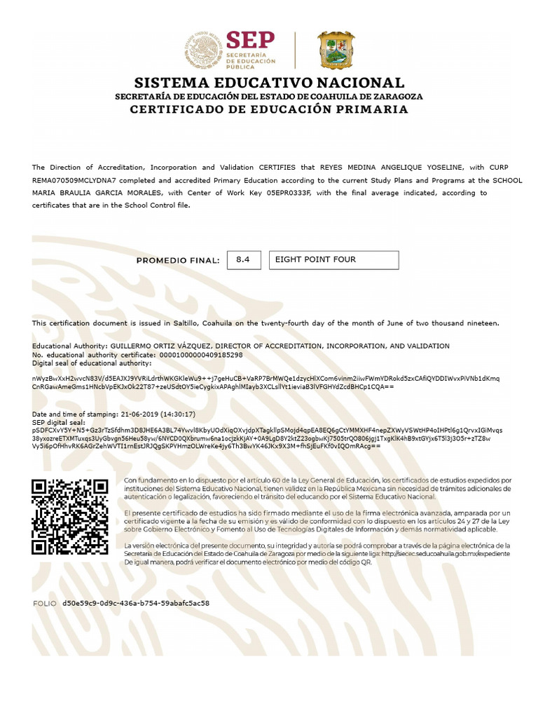 Primary School Certificate | PDF