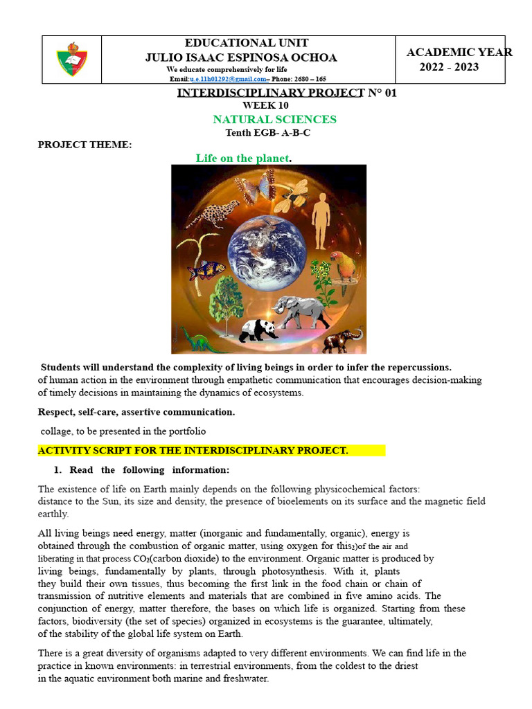 Interdisciplinary Project - Natural Sciences | PDF | Natural ...