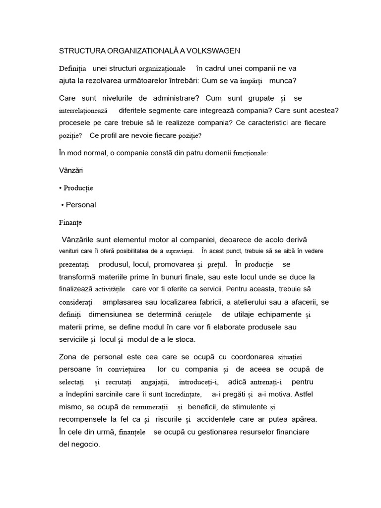 Structura Organizațională A Volkswagen | PDF