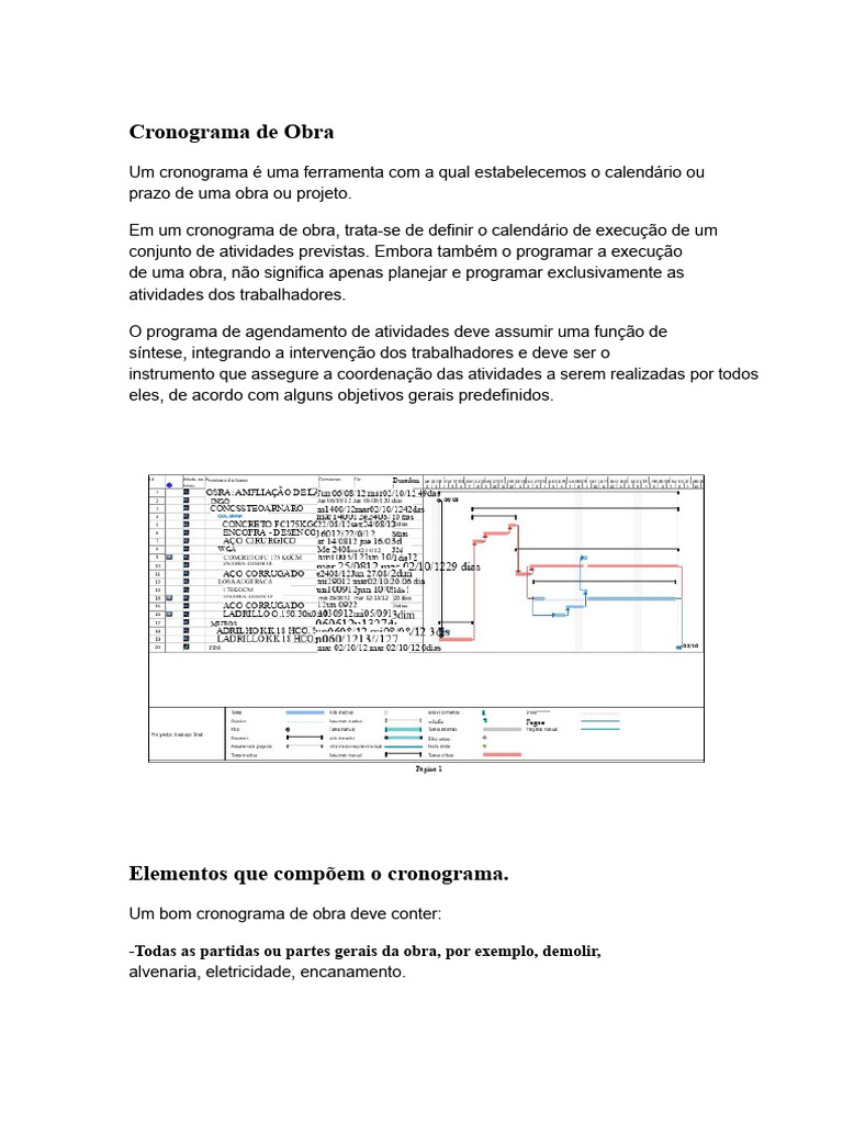 Cronograma de Obra: Planejamento Eficiente | PDF | Tempo | Calendário