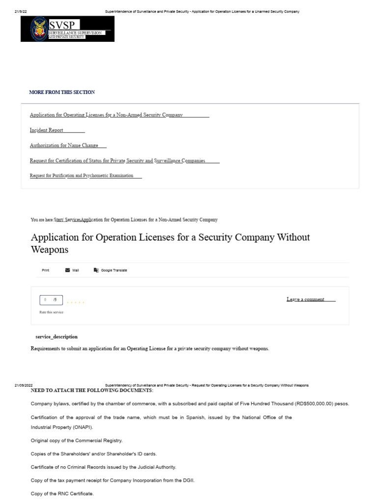 Superintendence of Surveillance and Private Security - Application For ...