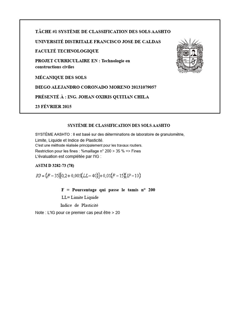 Classification des sols AASHTO en génie civil | PDF | Limon