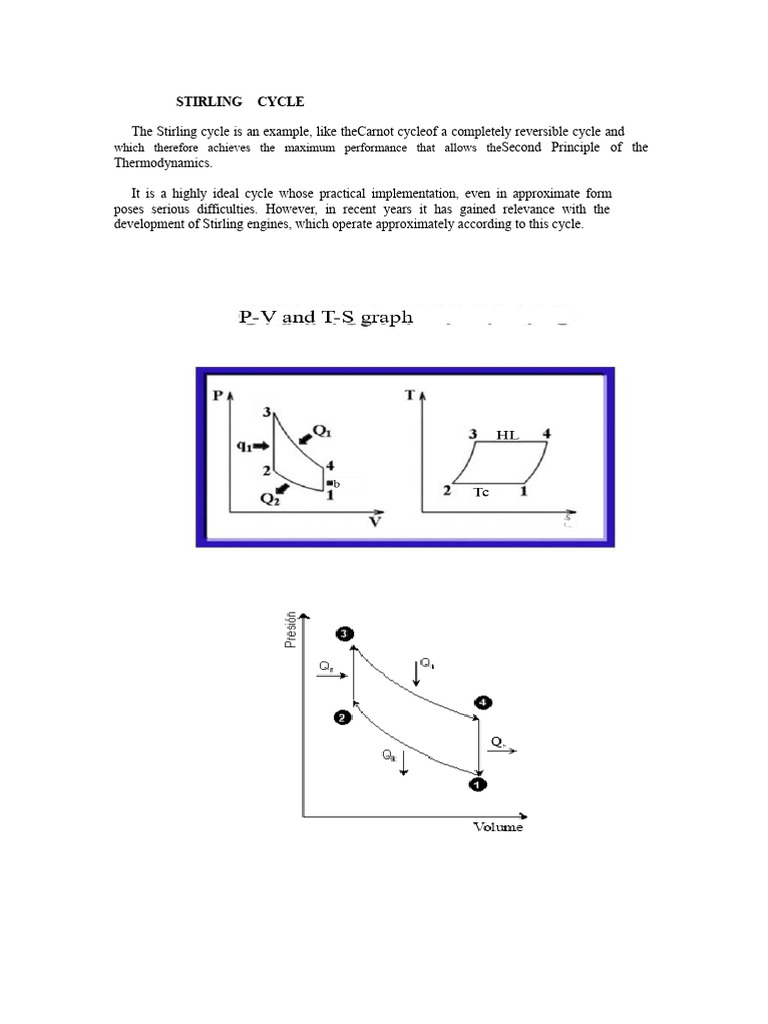 Stirling Cycle Overview and Performance | PDF | Heat | Gases