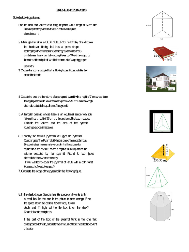 Prisms and Pyramids | PDF | Area | Volume