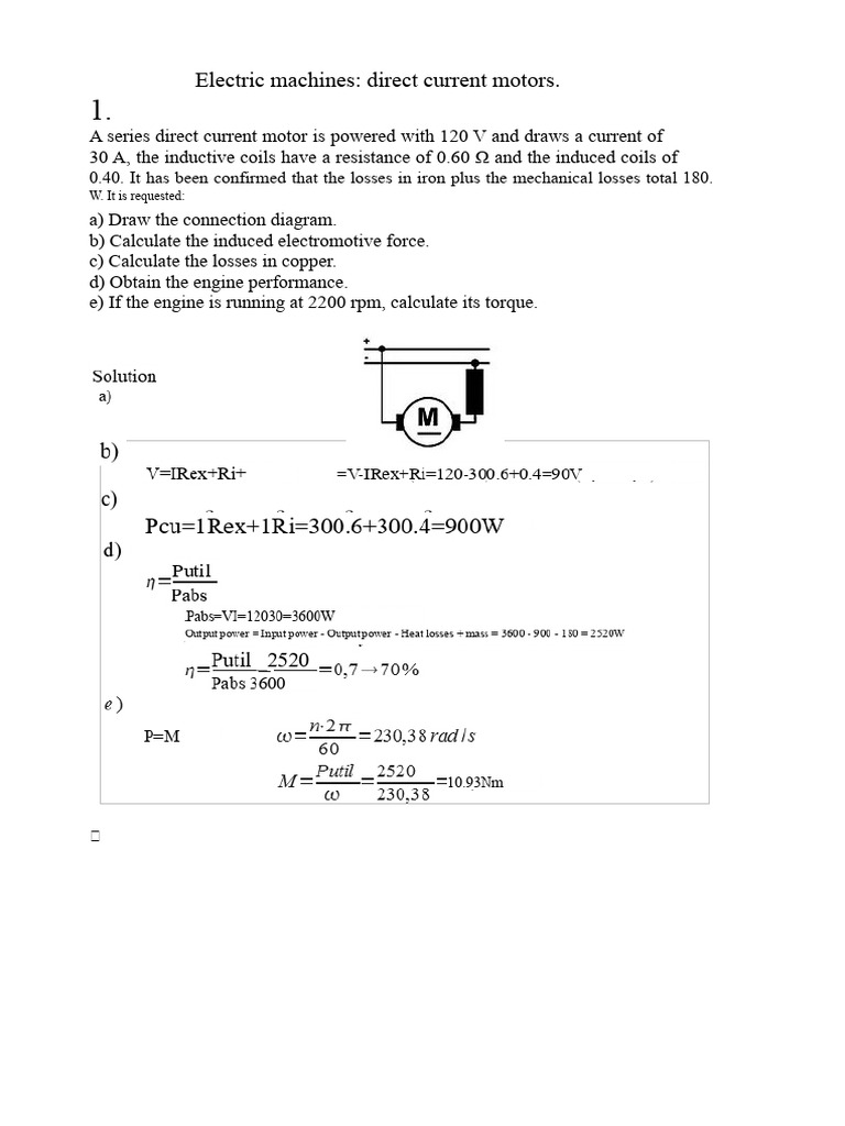 Direct Current Motor Calculations Guide | PDF | Electric Motor | Direct ...