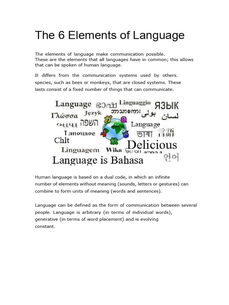 Understanding Language's 6 Elements | PDF | Word | Semantics