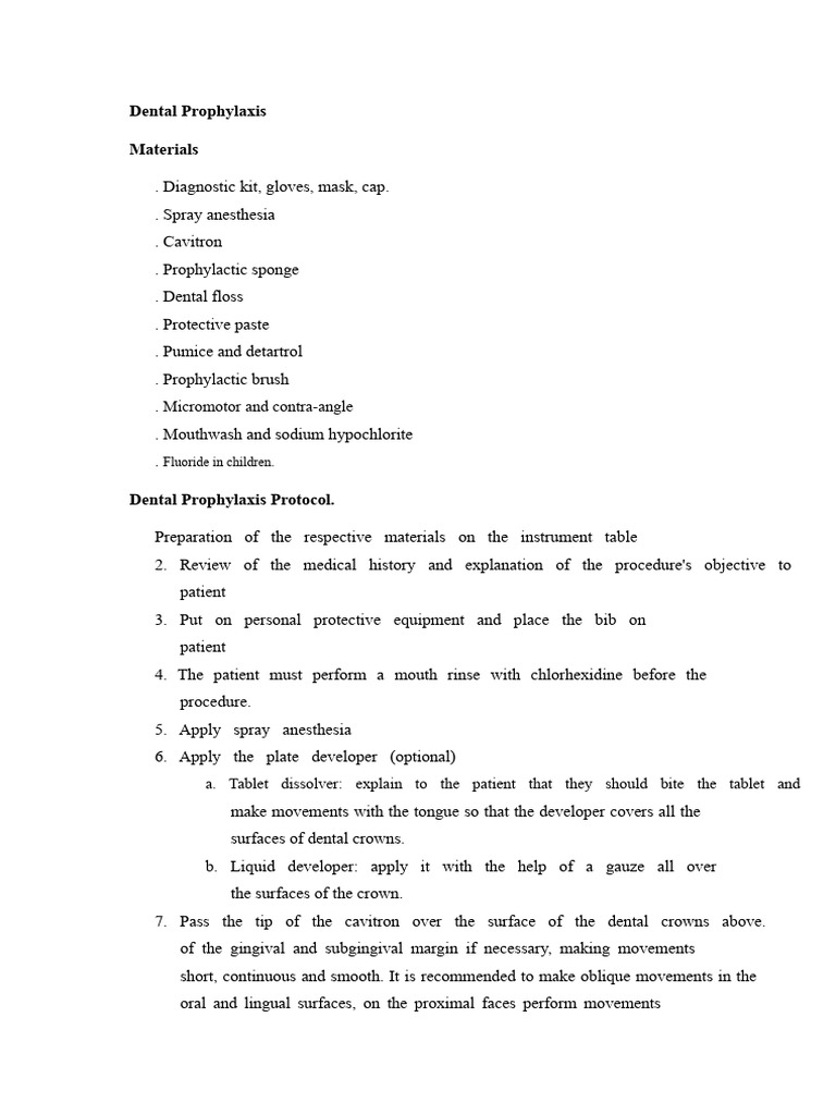 Dental Prophylaxis and Extraction Protocols | PDF | Dentistry ...