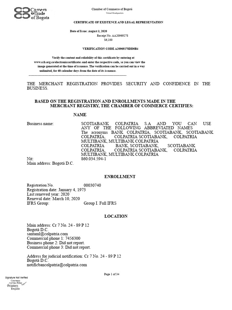 Scotiabank Colpatria Chamber of Commerce | PDF | Lawyer