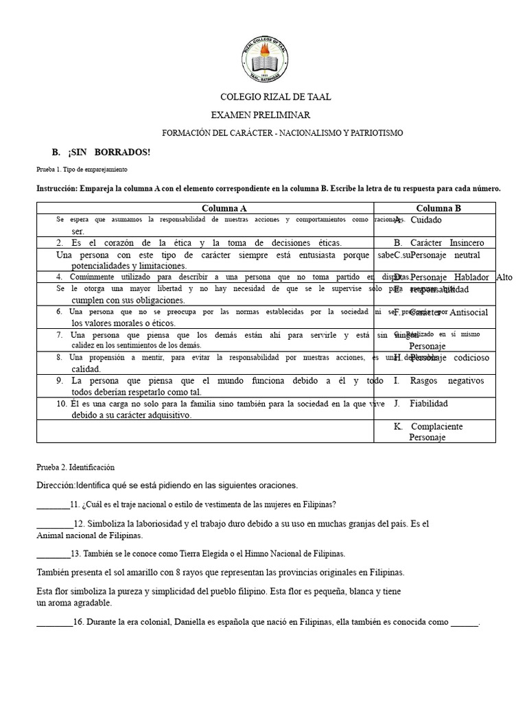 CLFM Prelim Set B | PDF | Nacionalismo | Patriotismo