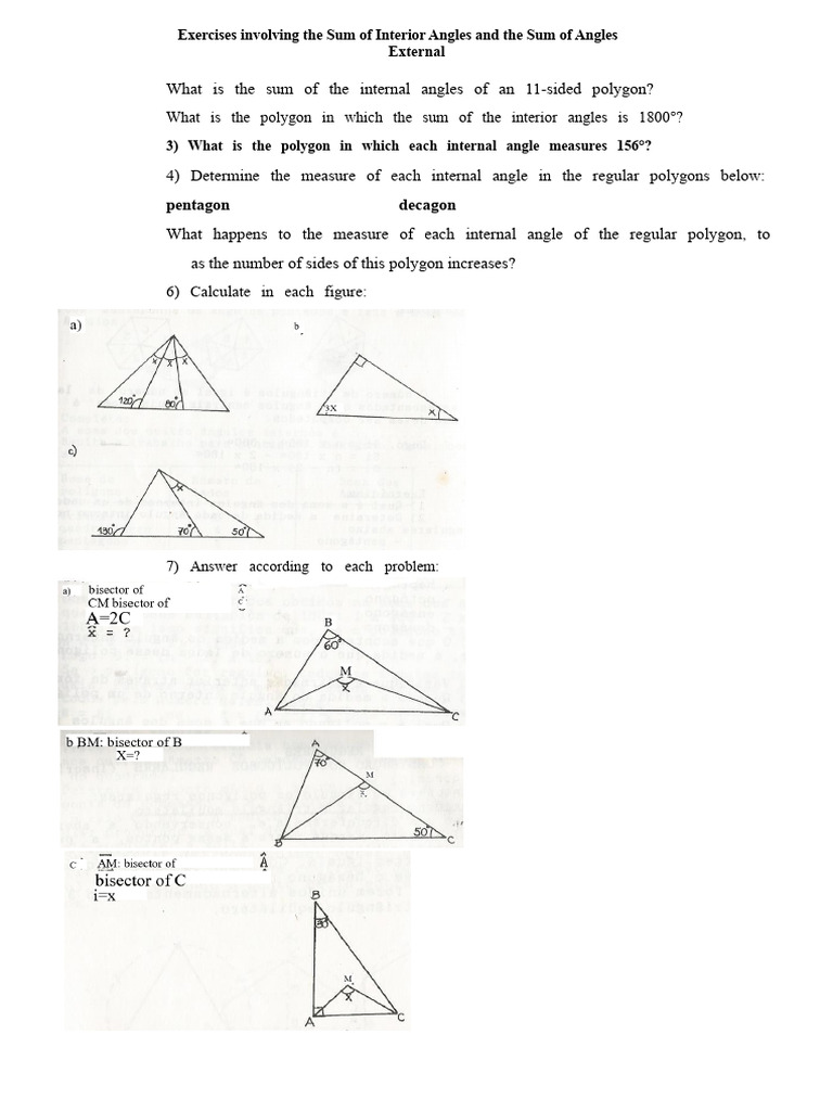 11-05-2022 - Exercises On The Sum of Interior Angles and Exterior ...