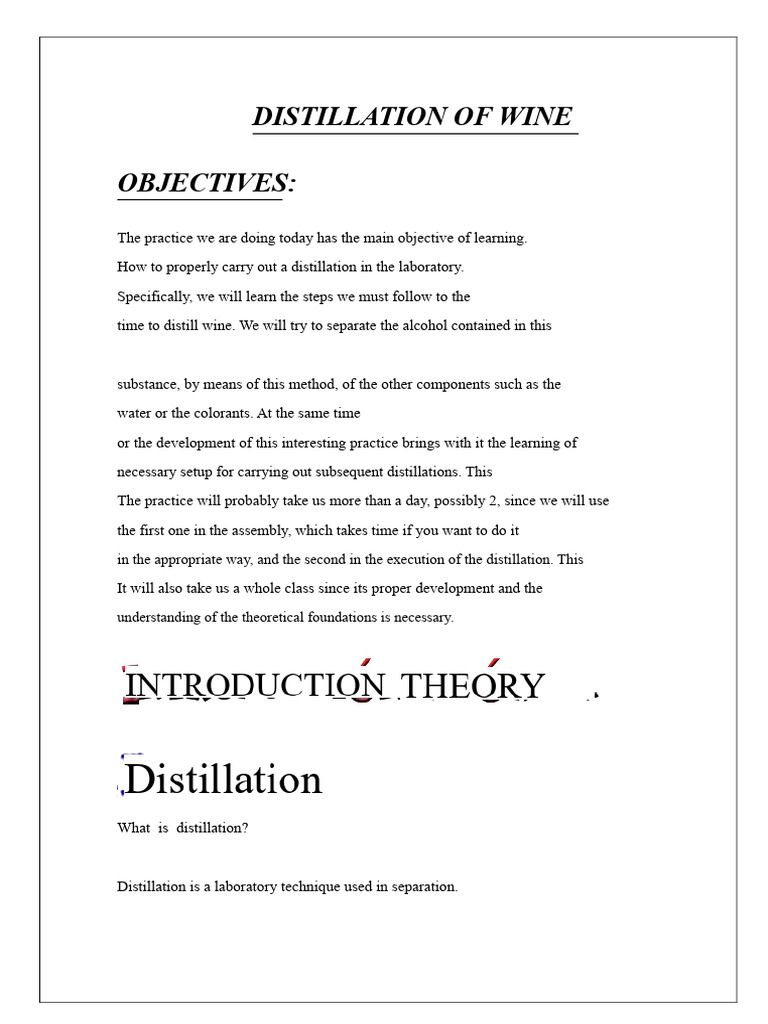 Wine Distillation Process Explained | PDF | Distillation | Ethanol
