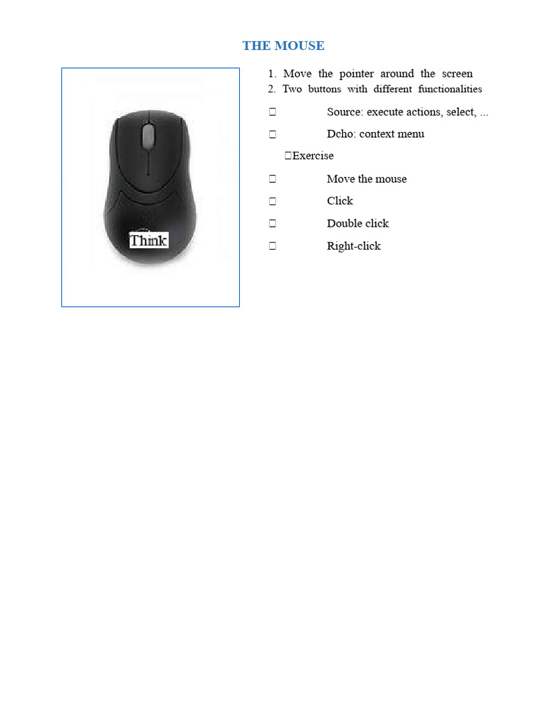 Mouse Usage and File Management Exercises | PDF | Computer File | Computing
