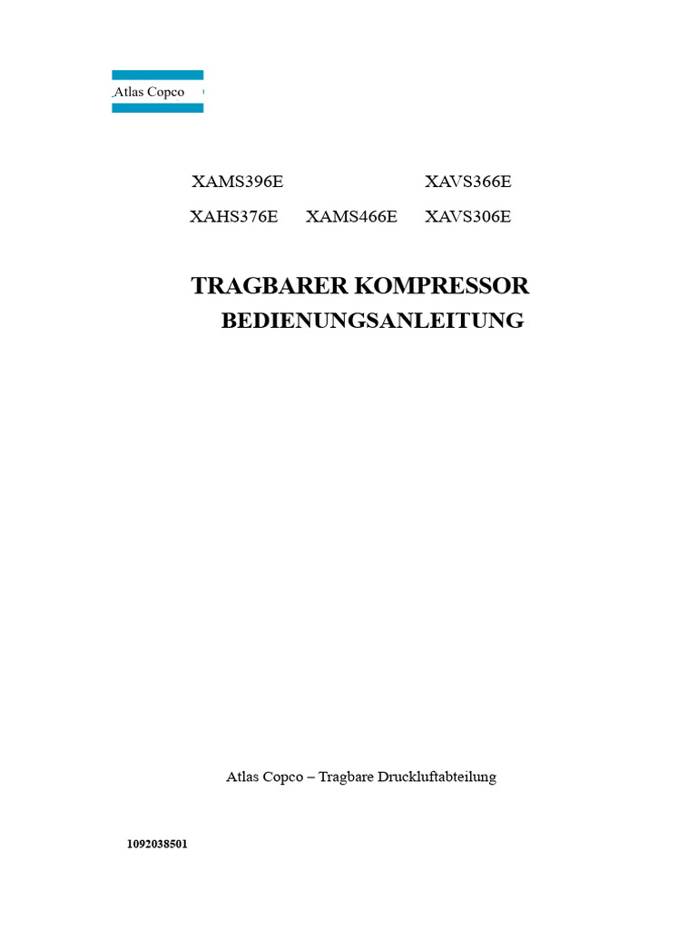 Atlas Copco - XAS486E Werkstatthandbuch | PDF