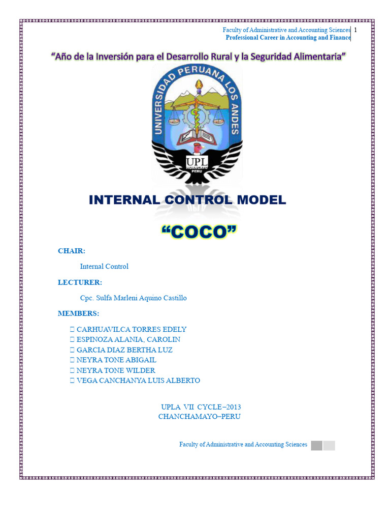 Coco Internal Control | PDF | Internal Control | Regulatory Compliance