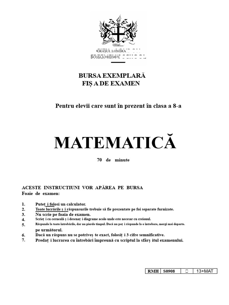 13 Bursă de Matematică Exemplu de Lucru | PDF